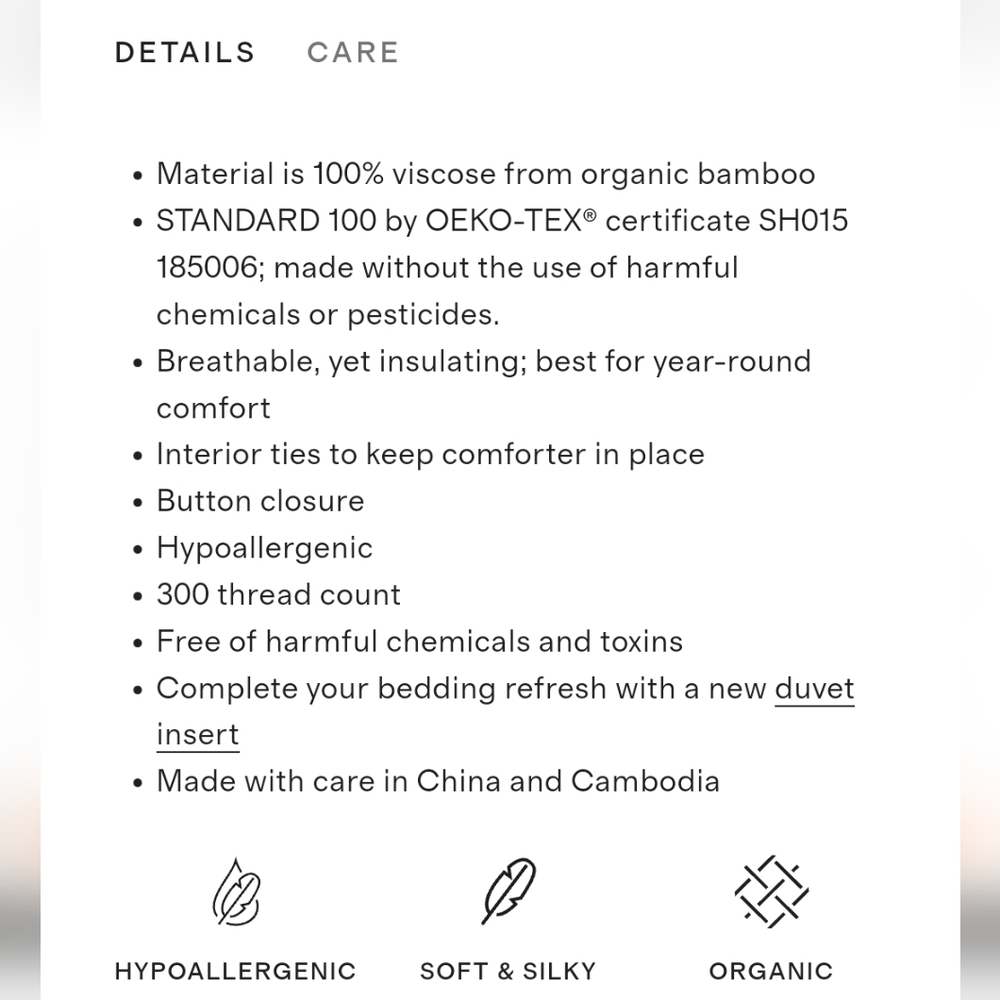 BNWT Quince Bamboo Duvet Cover - Picture 5 of 7